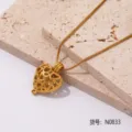 Goldener hohler Herz Medaillon Halskette Edelstahl Anhänger feine Kette Detailaufnahme. - Hohlherz-Stil (N0833) / Gold Herz (N0833)