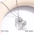 Collana con ciondolo profumo in vetro acciaio inossidabile design cavo cuore e zampa donna - N0805