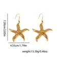Gold starfish dangle earrings for women summer beach fashion stainless steel jewelry 1pair - Large Starfish Earrings (BJGE0946) / 18k Gold Vacuum Plating