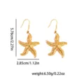Gold stainless steel starfish drop earrings with textured surface, stylish summer jewelry. - Medium Starfish Earrings (BJGE0947) / 18k Gold Vacuum Plating