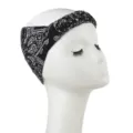 Fascia con stampa cachemire in bianco e nero, elegante fascia traspirante per donna. - Circonferenza Testa 55-58cm / Nero
