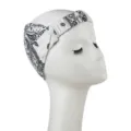 Fascia con stampa paisley in bianco e nero, foulard elegante e traspirante da donna. - Circonferenza Testa 55-58cm / Bianco