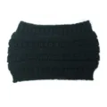 Dettaglio della fascia in maglia nera, con trama a coste in lana ed elastico scaldacollo. - Taglia unica / Nero