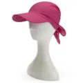 Pink women sun visor hat with scarf tail, summer outdoor UV protection beach cap detail. - Rose Red