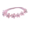 Leuke roze baby haarband met zeven strass parel bloemen schattige peuter haaraccessoires - Roze