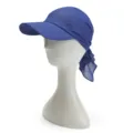 Blue sun protection hat with visor and tail, stylish summer outdoor beach cap for women. - Blue