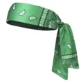 Bandeau de sport vert à motif cachemire imprimé, nouable, idéal pour le fitness et la course. - Bandeau de Sport à Nouer / Long Bandeau 55-60CM / Vert Herbe