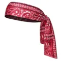 Vue détaillée du bandeau paisley rouge et blanc, accessoire de sport respirant. - Bandeau de Sport à Nouer / Long Bandeau 55-60CM / Rouge