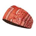 Red paisley print elastic sports headband for yoga, running, fitness, and casual wear. - Milk Silk (Length 55-60CM) / Orange
