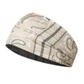 Elastic sports headband with vintage paisley print for running, yoga, and workout fitness. - Milk Silk (Length 55-60CM) / Dark Khaki