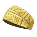 Yellow paisley headband for sports, yoga, and running. Elastic and stylish athletic hair band. - Milk Silk (Length 55-60CM) / Medium Yellow