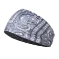 Grey paisley sports headband for women and men, elastic yoga running fitness hair band. - Milk Silk (Length 55-60CM) / Light Gray