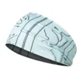 Detail view of a light blue paisley print athletic headband for yoga and running. - Milk Silk (Length 55-60CM) / Mint Green
