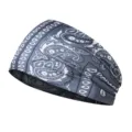 Elastic sports headband with classic blue paisley print, ideal for yoga, running, and fitness. - Milk Silk (Length 55-60CM) / Dark Gray