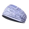 Detailed view of elastic sports headband featuring a stylish purple paisley print design. - Milk Silk (Length 55-60CM) / Light Purple