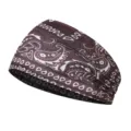 Comfortable sport paisley printed elastic headband, yoga running sweatband for adults. - Milk Silk (Length 55-60CM) / Coffee