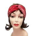 Red vintage paisley printed twist headband for women, stylish fabric hair band for daily wear. - Red