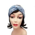 Retro paisley print wide twist headband, vintage boho elastic hair band for women daily use. - Blue