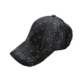 Zwarte honkbalpet met paisley motief, klassieke casual zonnehoed voor dames en heren. - 55-58cm / Zwart