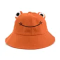 Cute orange frog bucket hat for women, casual Korean style cute soft girl sun protection hat. - Kids / Orange