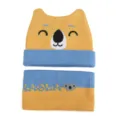 Kinder Herbst Winter Strickmuetze und Schal Set niedliches Tierdesign warme Muetze - Einzelner Hut / Gelb