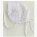 Gorro de bebé blanco de ganchillo con decoración floral, sombrero de algodón. - Circunferencia del sombrero 48 cm / Blanco