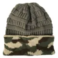 Winter warm camouflage knit beanie hat for outdoor windproof casual wear winter fashion style - One Size / Dark Gray