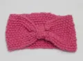 Women's autumn winter warm knitted headband bow hair accessory pink thick wool wide hoop - Rose Red