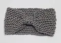 Detail shot of grey knit headband, soft textured winter hair accessory, cozy fabric close up - Light Gray