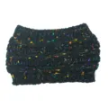 Vista dettagliata della fascia in maglia multicolore per coda di cavallo, calda e spessa. - Nero