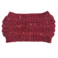 Vista dettagliata della fascia in maglia rosso scuro melange, morbida lana calda e comoda. - Rosso