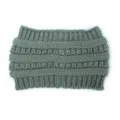 Fascia per capelli invernale calda in maglia tinta unita copriorecchie a costine. - Taglia unica / Grigio scuro