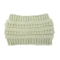 Berretto con coda di cavallo in maglia beige inverno caldo cappello a righe chignon donna - Taglia unica / Beige