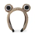 Cute crochet frog eye hair hoop handmade plush animal headband for women girls face washing - Apricot / 55-58cm