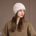 Berretto Inverno Maglia Beige Donna Caldo Slouchy Strass Cappello Morbido Chic Nuovo - Rosa Beige Chiaro