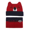 Kinder Winter Strickmütze und Schal Set süßes Tier Design rot blau warme Kindermütze Bekleidung - Einzelner Hut / Rot