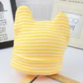 Yellow and white striped knit beanie hat with cute cat ears designed for cute babies and toddlers. - Suitable for 6 Months - 3 Years / Yellow
