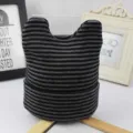 Cute baby striped cat ear knit hat, soft warm winter beanie for toddlers and kids daily wear. - Suitable for 6 Months - 3 Years / Black and Gray