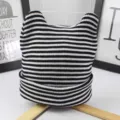 Black and white striped cat ear knit baby hat detail view, soft winter warm infant beanie cap. - Suitable for 6 Months - 3 Years / Black