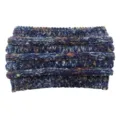 Vrouwen gebreide kleurrijke hoofdband winter warme fleece gevoerde wollen haarband accessoire - Eén maat / Marineblauw Bloemen
