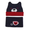 Süßes Kleinkind Winter Strickmütze und Schal Set Bär Ohren Design warme Babymütze Kinder. - Nur Mütze / Cyan