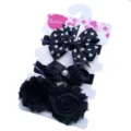 Joli bandeau cheveux noir bébé nœud fleur ensemble accessoire photo mignon accessoire - Style D