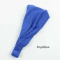 Solid color elastic pleated headband for women, soft stretch hair band for yoga washing. - Sapphire Blue