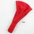 Solid color elastic hair band for women, soft stretch yoga headband for daily makeup wash. - Red
