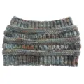 Gebreide paardenstaart muts hoofdband detail kleurrijke spikkels grijze wol warme winter accessoire - Lichtgrijs Bloem