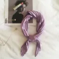 Elegant purple pleated silk scarf for women, stylish neckerchief chic fashion accessory. - Purple