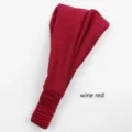 Wine red elastic pleated headband detail, soft solid color fabric for comfortable daily wear. - Burgundy