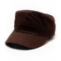 Mens brown cotton flat top cap casual sun protection military hat stylish outdoor headwear - One Size / Coffee