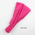 Solid color elastic pleated headband for women, soft yoga hair band, daily wear hair accessory. - Rose Red