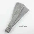 Grey elastic ruched headband detail shot, comfortable daily workout hair accessory. - Light Gray